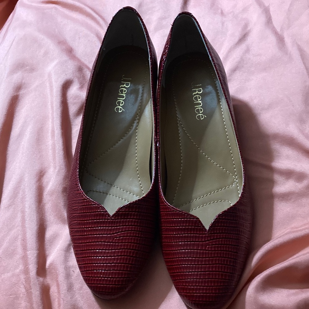 J.Renee Burgundy Textured Loafers